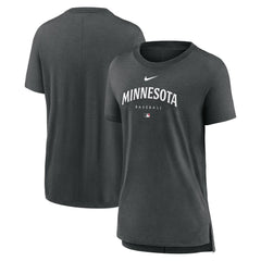 Minnesota Twins Women's Authentic Collection Early Work Tri-Blend T-Shirt - Heather Charcoal | Nike