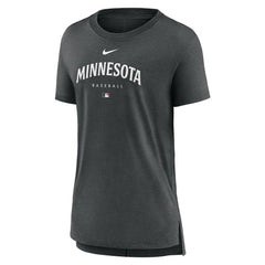 Minnesota Twins Women's Authentic Collection Early Work Tri-Blend T-Shirt - Heather Charcoal | Nike