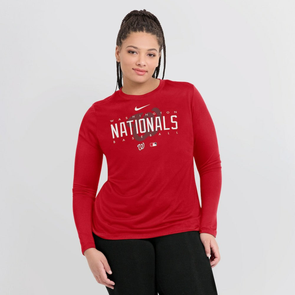 Washington Nationals Women's Authentic Collection Legend Performance Long Sleeve T-Shirt - Red | Nike
