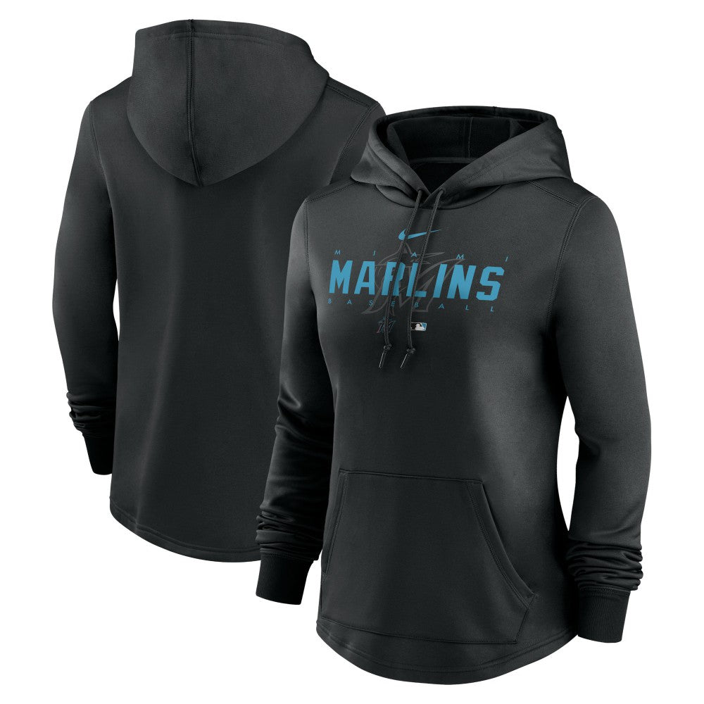 Miami Marlins Women's Authentic Collection Pregame Performance Pullover Hoodie - Black | Nike