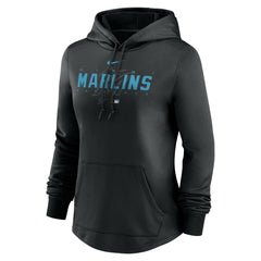Miami Marlins Women's Authentic Collection Pregame Performance Pullover Hoodie - Black | Nike