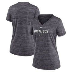 Chicago White Sox Women's Authentic Collection Velocity Practice Performance V-Neck T-Shirt - Black | Nike