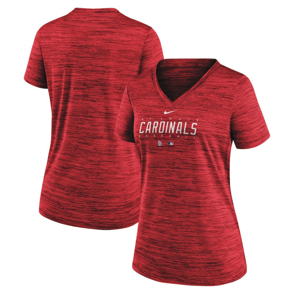 St. Louis Cardinals Women's Authentic Collection Velocity Practice Performance V-Neck T-Shirt - Red | Nike