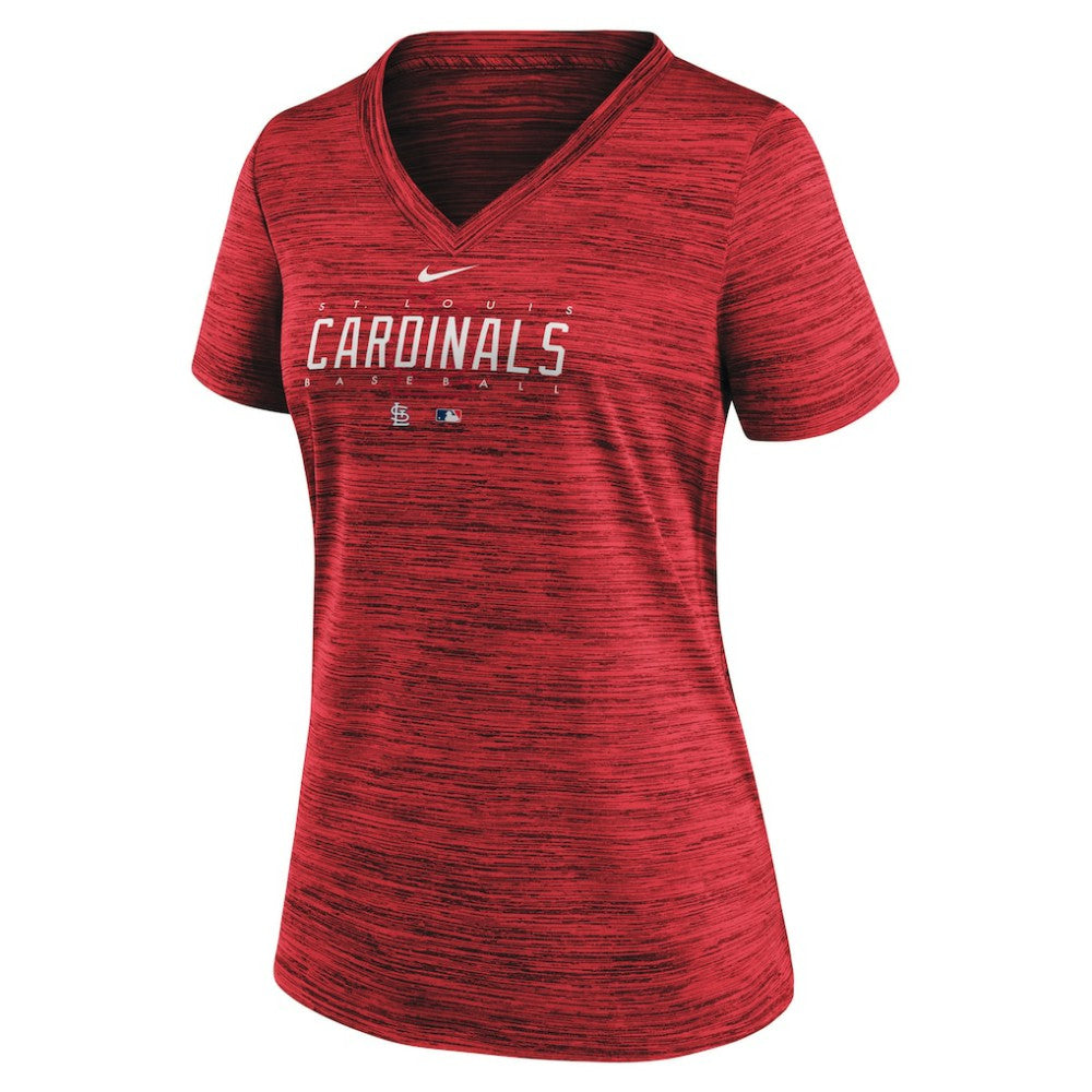 St. Louis Cardinals Women's Authentic Collection Velocity Practice Performance V-Neck T-Shirt - Red | Nike
