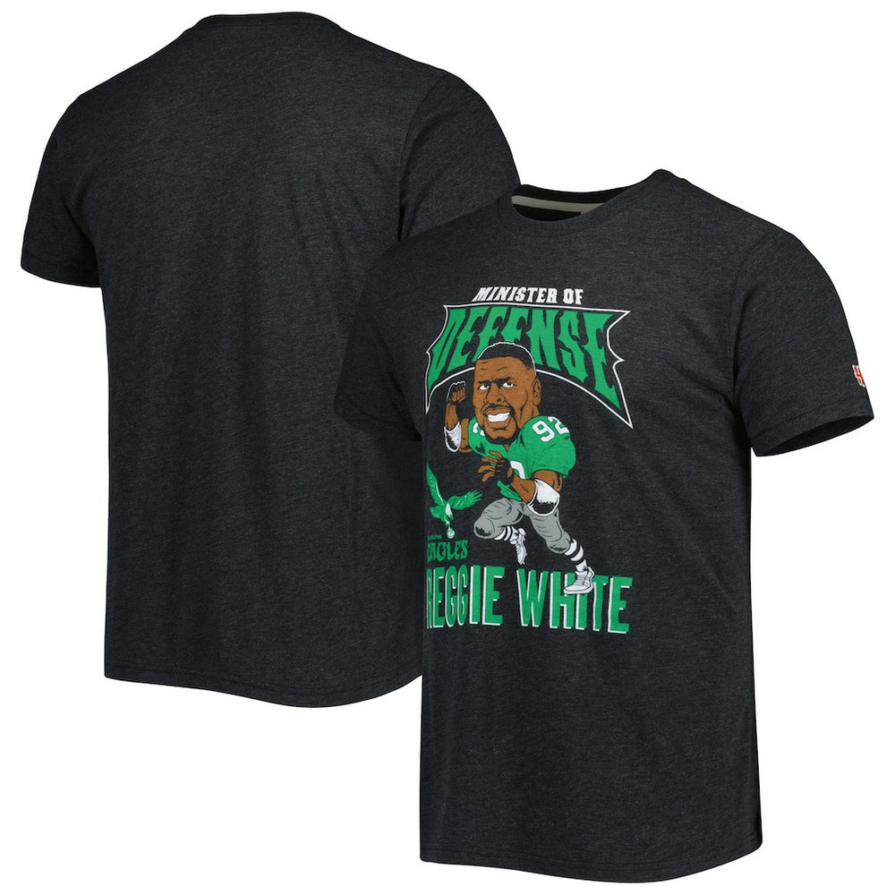 Reggie White Philadelphia Eagles Homage Unisex Unisex Caricature Retired Player Tri-Blend T-Shirt - Heather Black discount