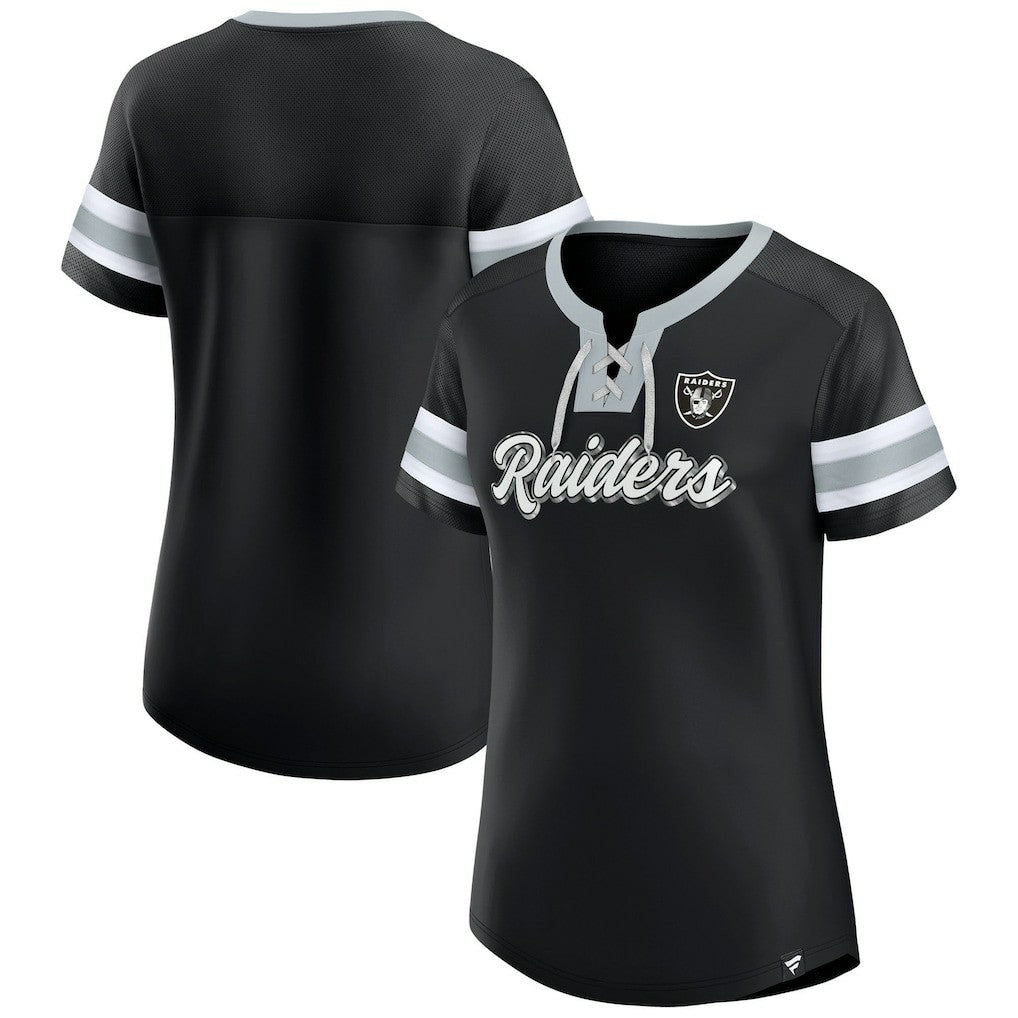 Las Vegas Raiders Women's Plus Size Original State Lace-Up T-Shirt - Black cheap