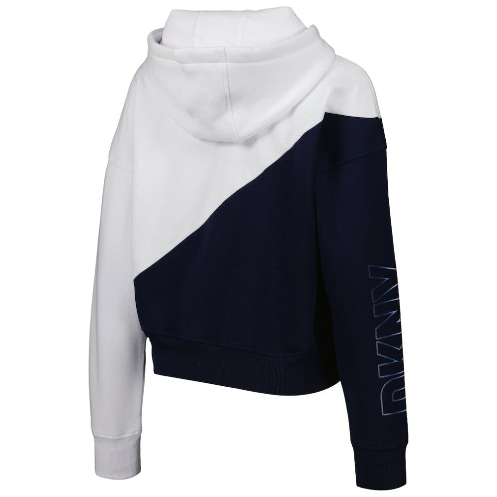 Atlanta Braves DKNY Sport Women's Bobbi Colorblock Pullover Hoodie - Navy/White