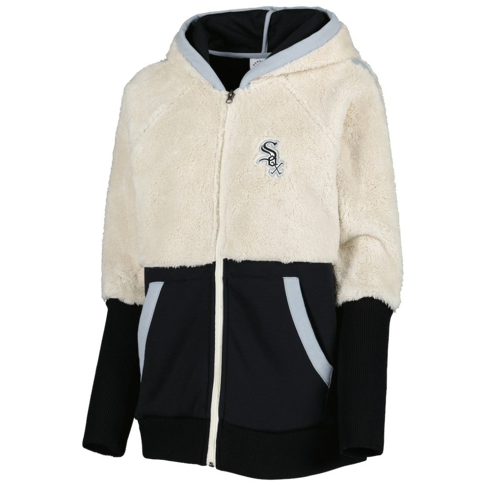 Chicago White Sox G-III 4Her by Carl Banks Women's Shuffle It Raglan Full-Zip Hoodie - Oatmeal/Black
