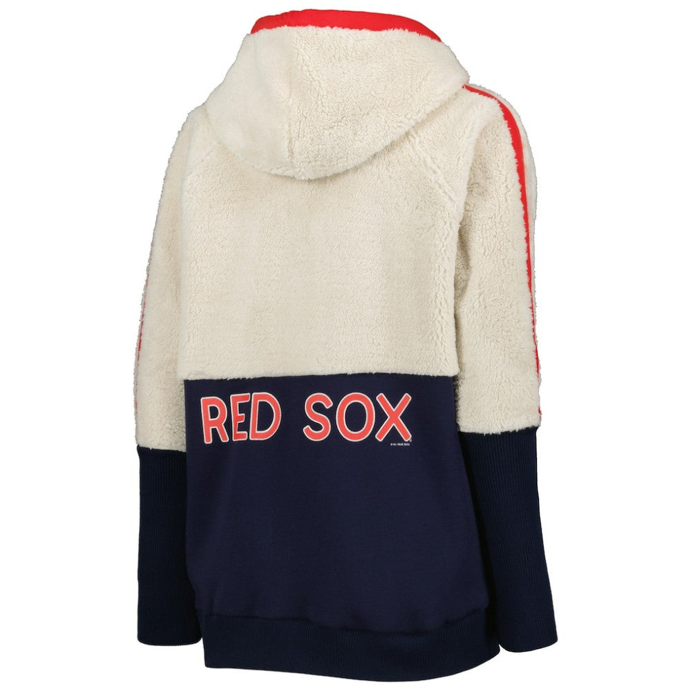 Boston Red Sox G-III 4Her by Carl Banks Women's Shuffle It Raglan Full-Zip Hoodie - Oatmeal/Navy
