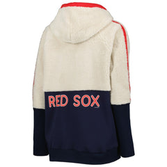 Boston Red Sox G-III 4Her by Carl Banks Women's Shuffle It Raglan Full-Zip Hoodie - Oatmeal/Navy