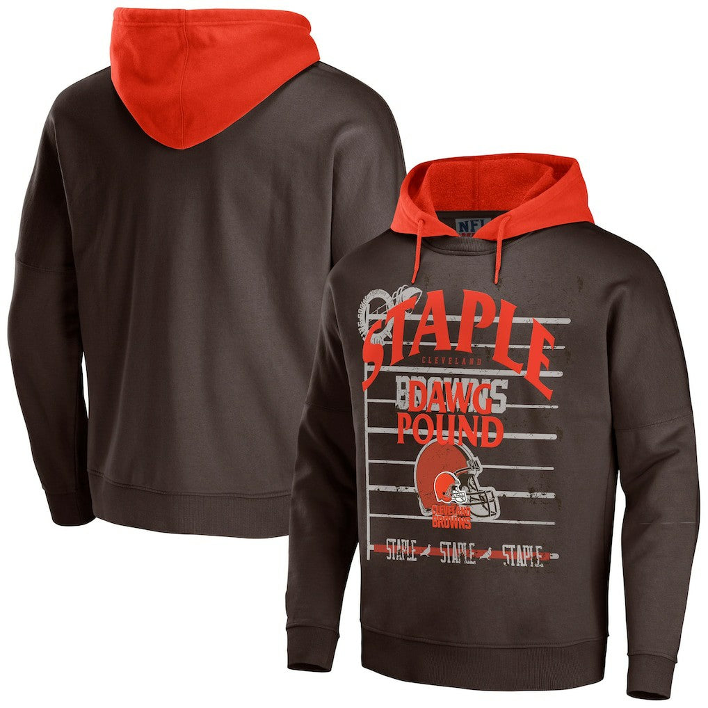 Cleveland Browns NFL x Staple Throwback Vintage Wash Pullover Hoodie - Brown discount