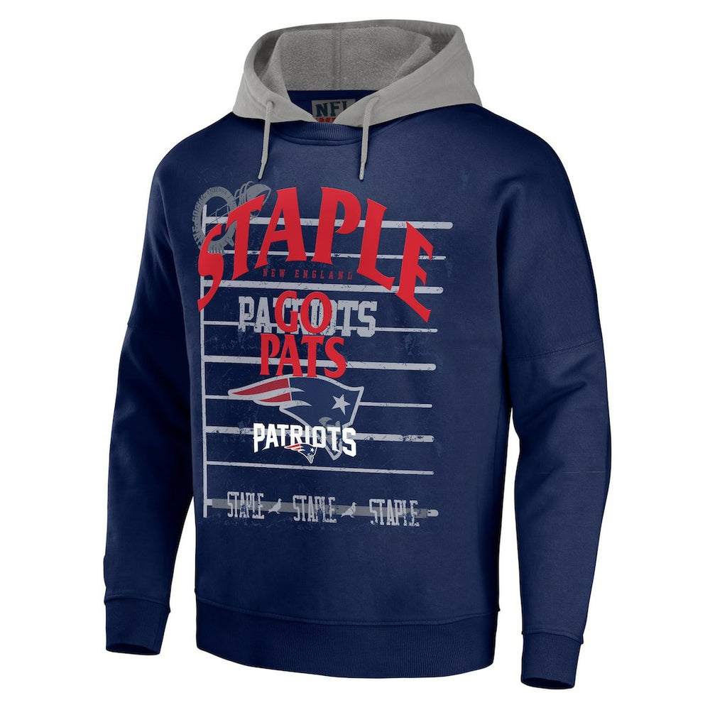 New England Patriots NFL x Staple Throwback Vintage Wash Pullover Hoodie - Navy discount