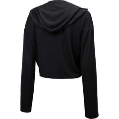 Chicago Cubs Majestic Threads Women's Leopard Cropped Hoodie - Black