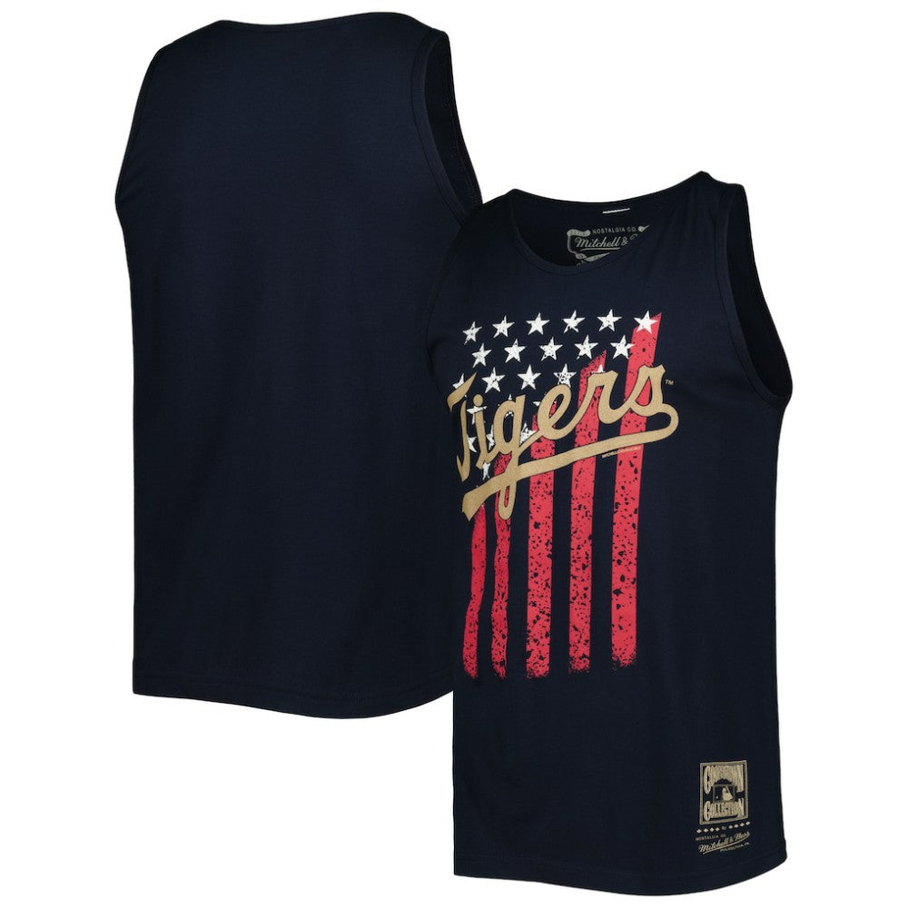 Detroit Tigers Cooperstown Collection Stars and Stripes Tank Top - Navy | Mitchell & Ness
