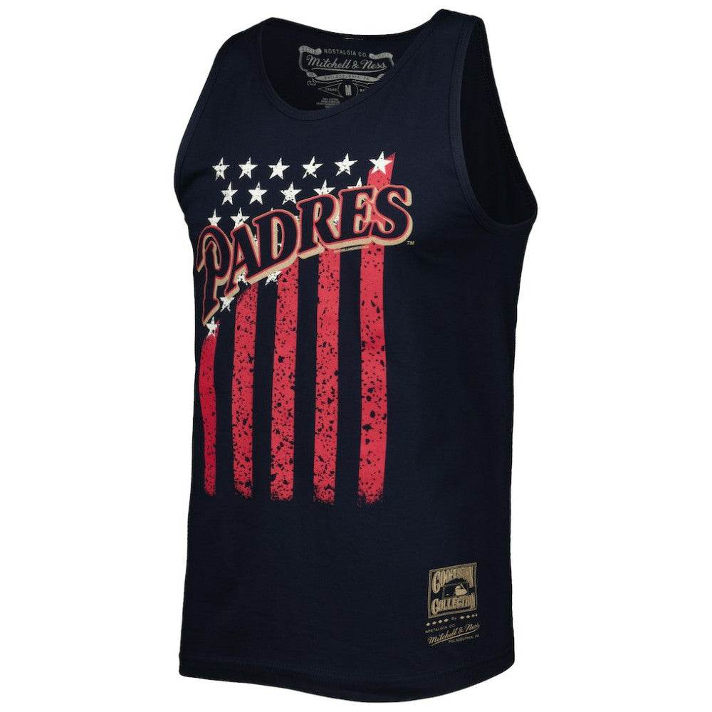 San Diego Padres Cooperstown Collection Stars and Stripes Tank Top - Navy | Mitchell & Ness