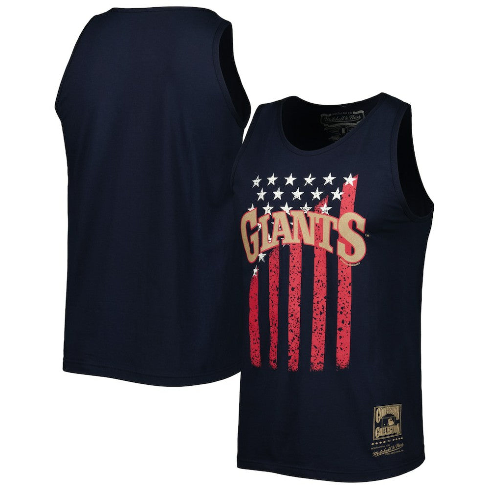 San Francisco Giants Cooperstown Collection Stars and Stripes Tank Top - Navy | Mitchell & Ness