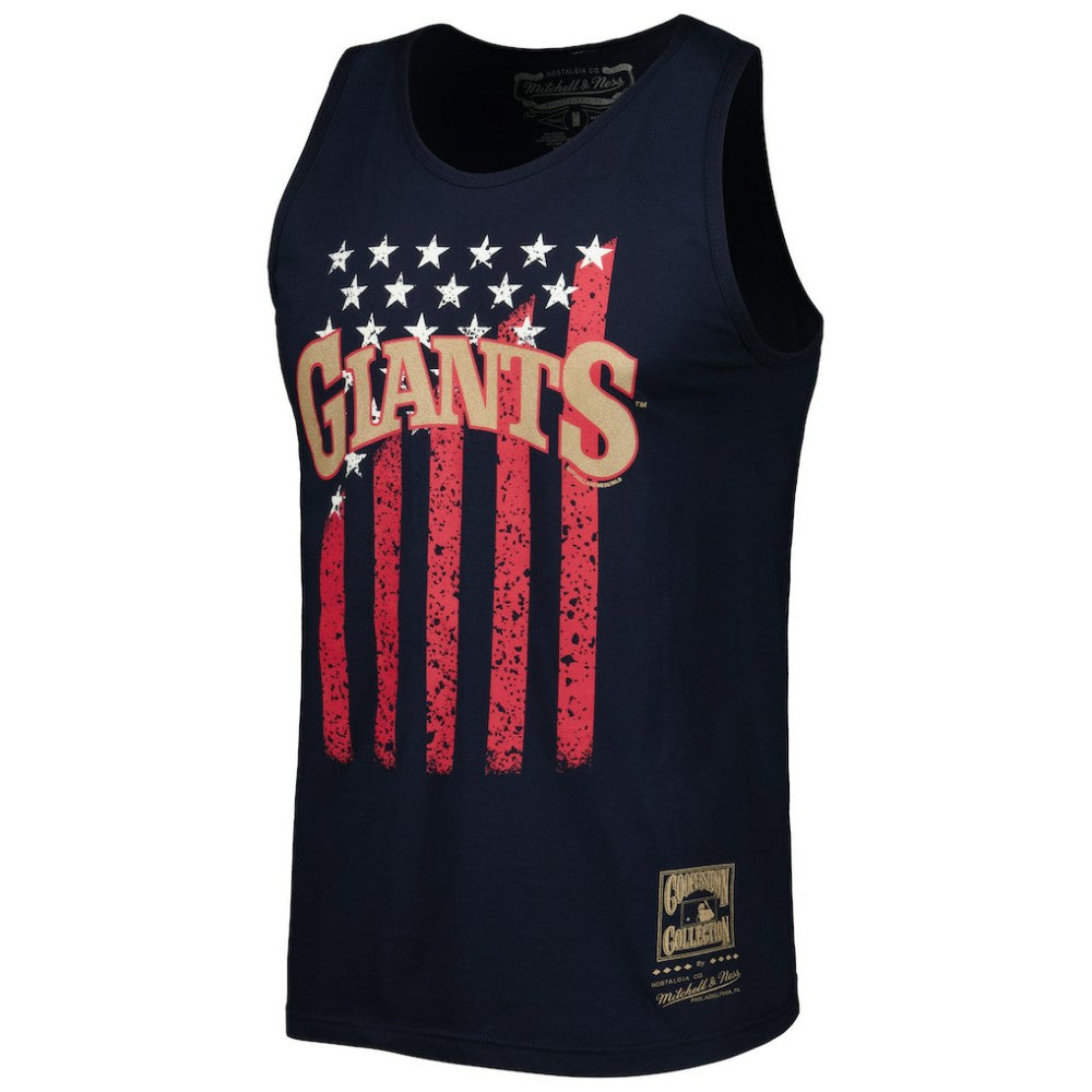 San Francisco Giants Cooperstown Collection Stars and Stripes Tank Top - Navy | Mitchell & Ness