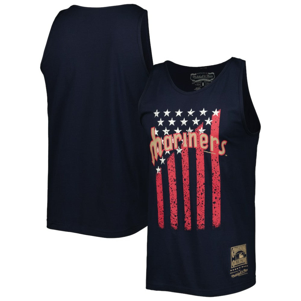 Seattle Mariners Cooperstown Collection Stars and Stripes Tank Top - Navy | Mitchell & Ness