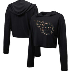 Tennessee Titans Majestic Threads Women's Leopard Cropped Pullover Hoodie - Black cheap