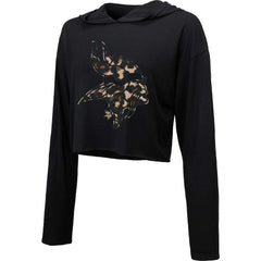 Minnesota Vikings Majestic Threads Women's Leopard Cropped Pullover Hoodie - Black discount