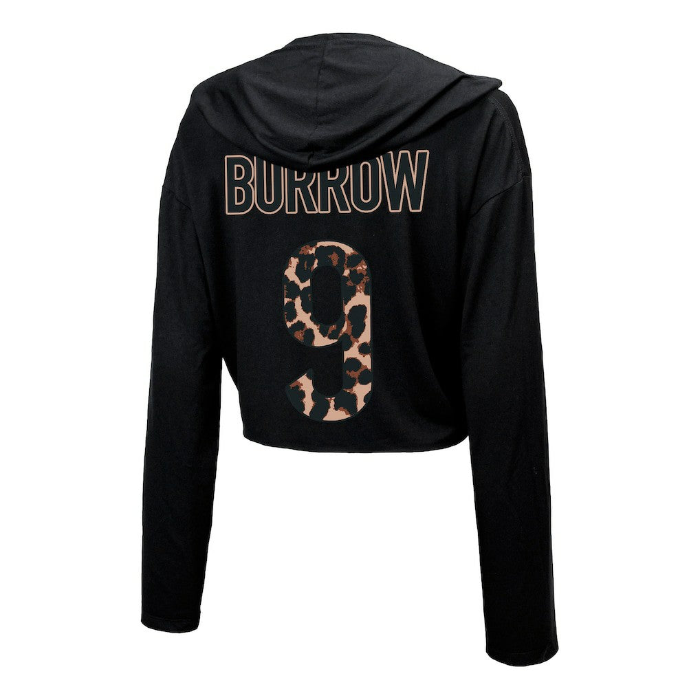 Joe Burrow Cincinnati Bengals Majestic Threads Women's Leopard Player Name & Number Long Sleeve Cropped Hoodie - Black for sale