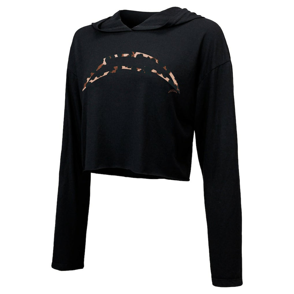 Justin Herbert Los Angeles Chargers Majestic Threads Women's Leopard Player Name & Number Long Sleeve Cropped Hoodie - Black online