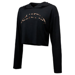 Justin Herbert Los Angeles Chargers Majestic Threads Women's Leopard Player Name & Number Long Sleeve Cropped Hoodie - Black online