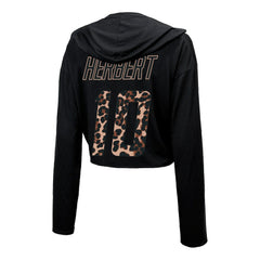 Justin Herbert Los Angeles Chargers Majestic Threads Women's Leopard Player Name & Number Long Sleeve Cropped Hoodie - Black online