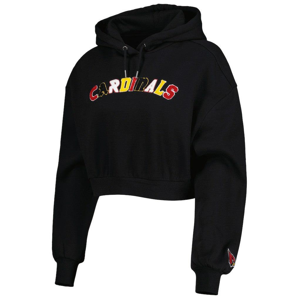 Arizona Cardinals The Wild Collective Women's Cropped Pullover Hoodie - Black for sale