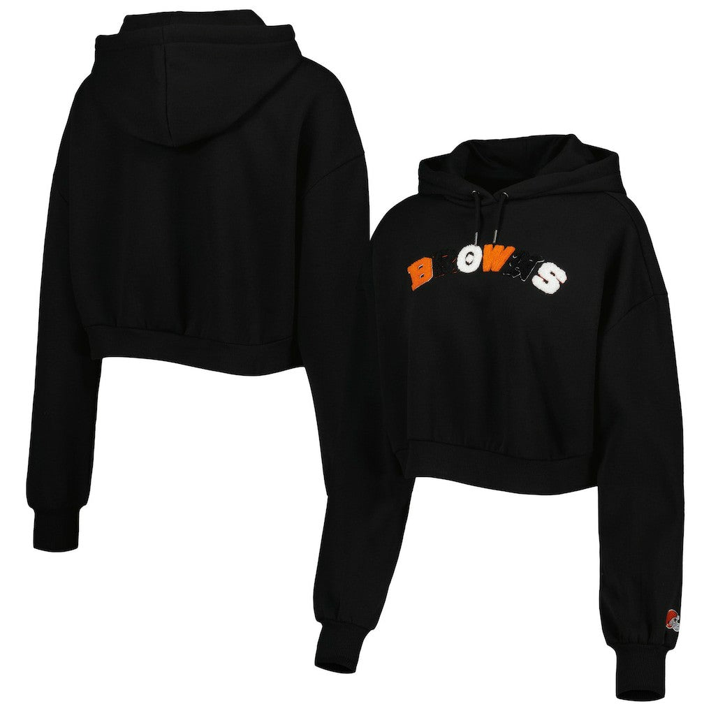 Cleveland Browns The Wild Collective Women's Cropped Pullover Hoodie - Black outlet
