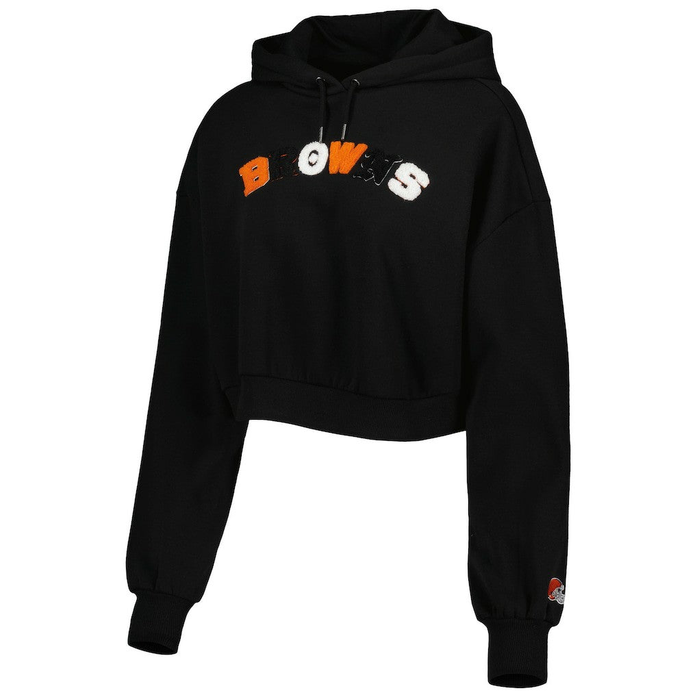 Cleveland Browns The Wild Collective Women's Cropped Pullover Hoodie - Black outlet