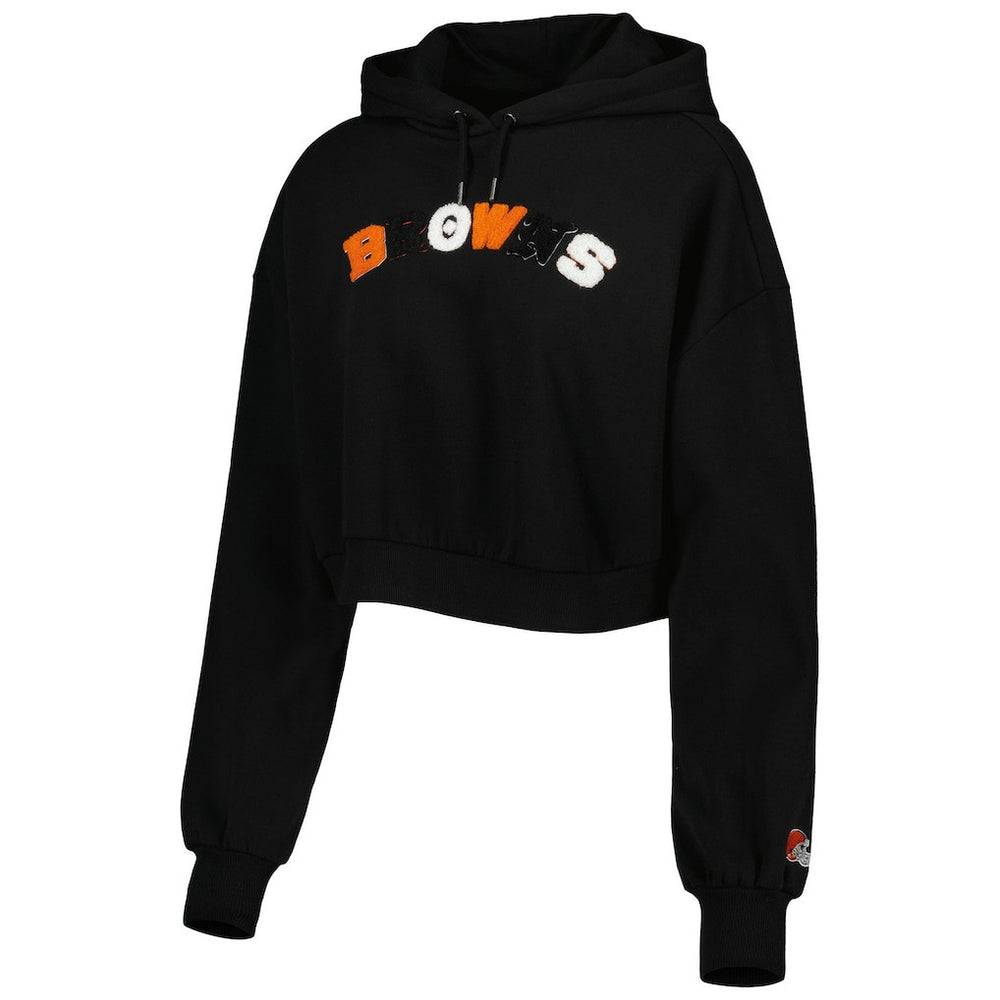 Cleveland Browns The Wild Collective Women's Cropped Pullover Hoodie - Black outlet