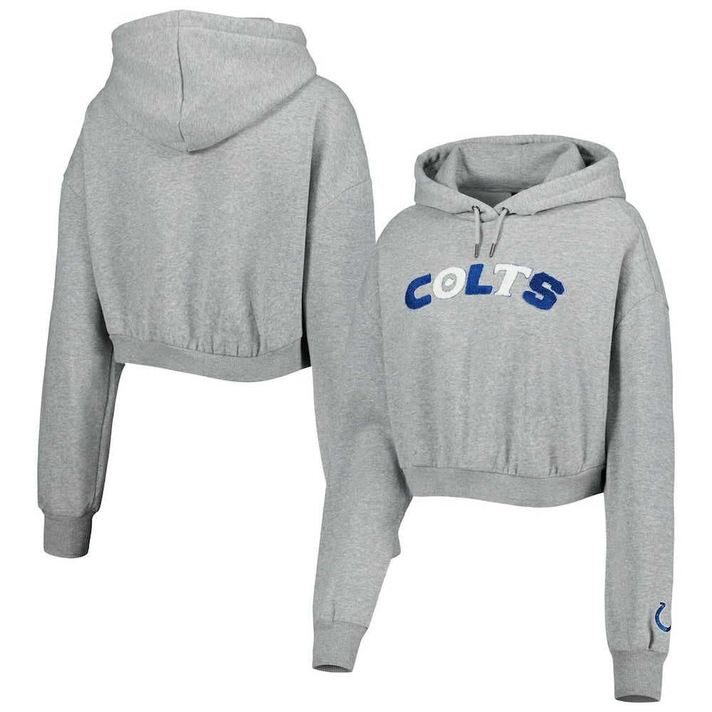 Indianapolis Colts The Wild Collective Women's Cropped Pullover Hoodie - Gray for sale
