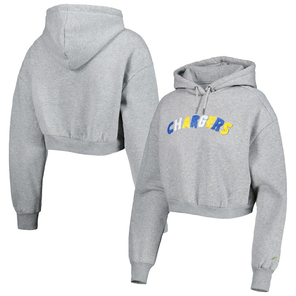 Los Angeles Chargers The Wild Collective Women's Cropped Pullover Hoodie - Gray discount