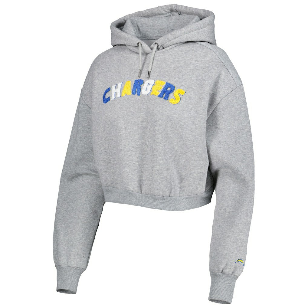 Los Angeles Chargers The Wild Collective Women's Cropped Pullover Hoodie - Gray discount