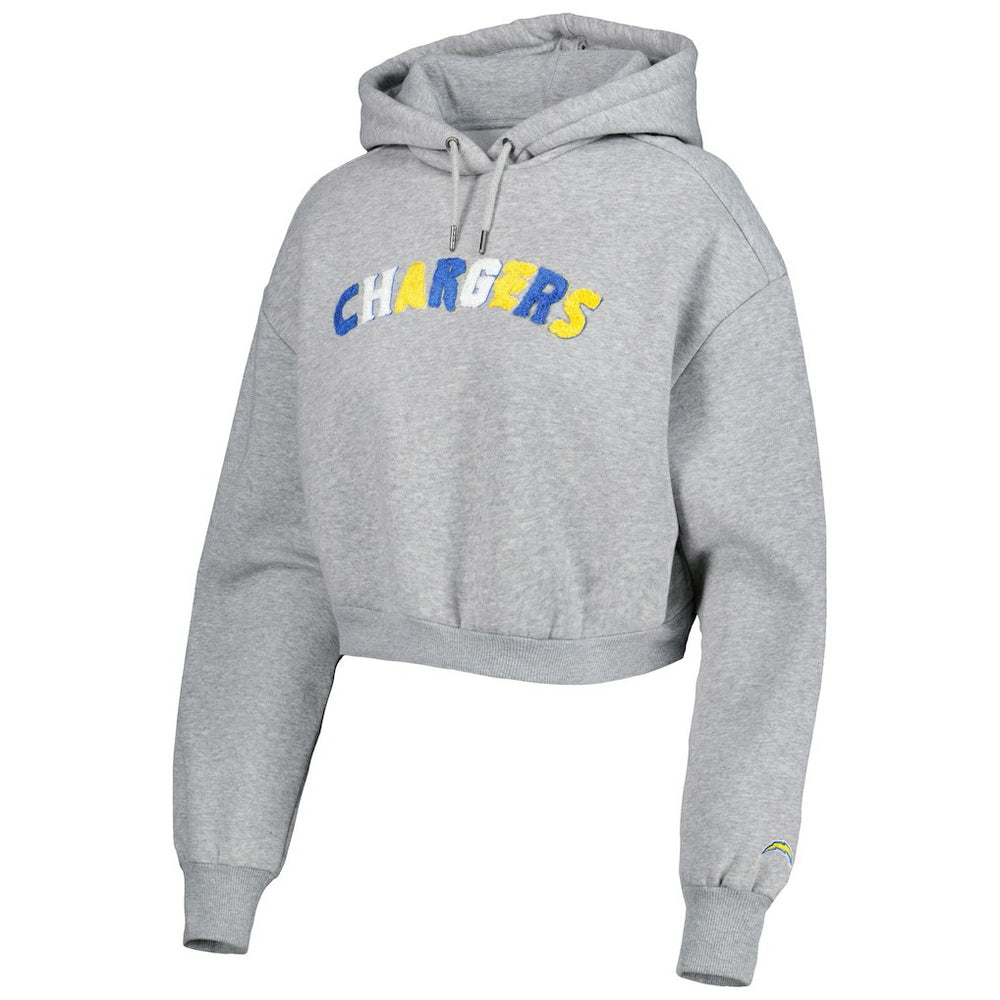 Los Angeles Chargers The Wild Collective Women's Cropped Pullover Hoodie - Gray discount