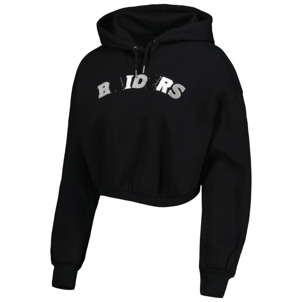 Las Vegas Raiders The Wild Collective Women's Cropped Pullover Hoodie - Black discount