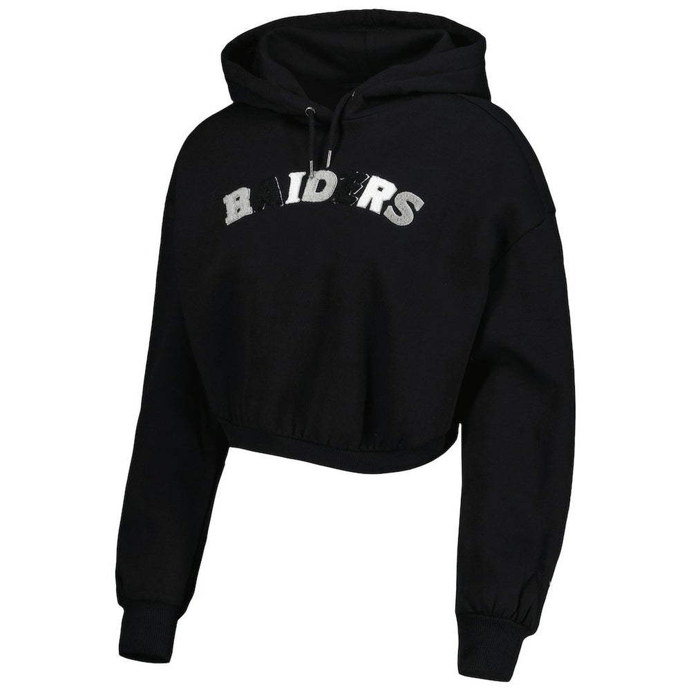 Las Vegas Raiders The Wild Collective Women's Cropped Pullover Hoodie - Black discount
