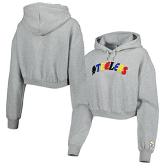 Pittsburgh Steelers The Wild Collective Women's Cropped Pullover Hoodie - Gray outlet
