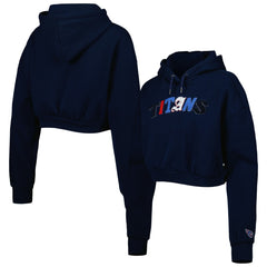 Tennessee Titans The Wild Collective Women's Cropped Pullover Hoodie - Navy for sale