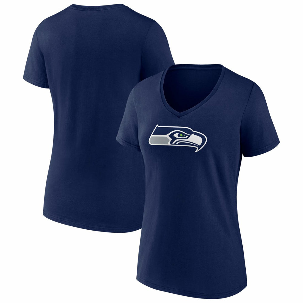 Seattle Seahawks Women's Icon Primary Logo V-Neck T-Shirt - College Navy cheap