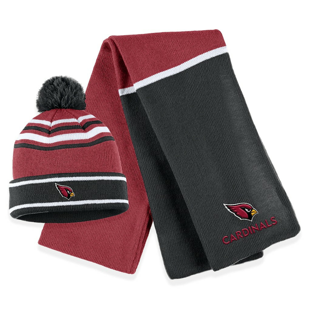Arizona Cardinals WEAR by Erin Andrews Women's Colorblock Cuffed Knit Hat with Pom and Scarf Set - Cardinal outlet