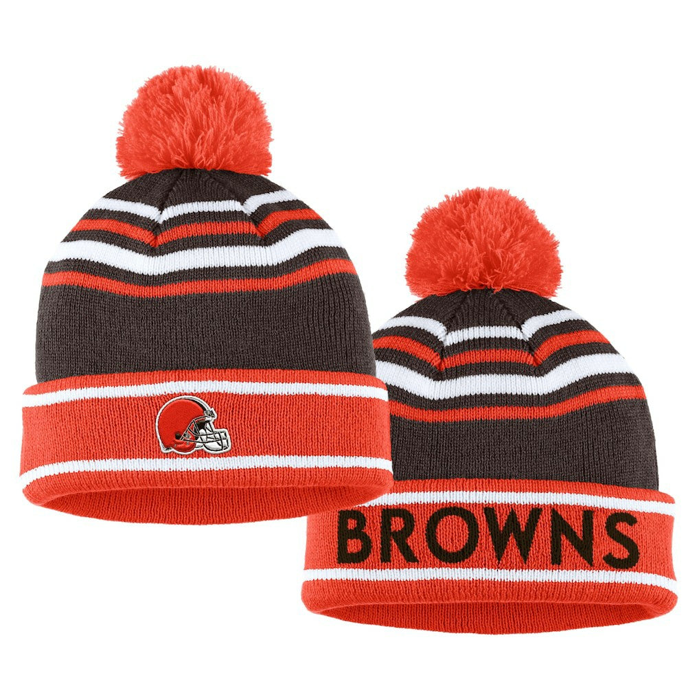 Cleveland Browns WEAR by Erin Andrews Women's Colorblock Cuffed Knit Hat with Pom and Scarf Set - Orange for sale