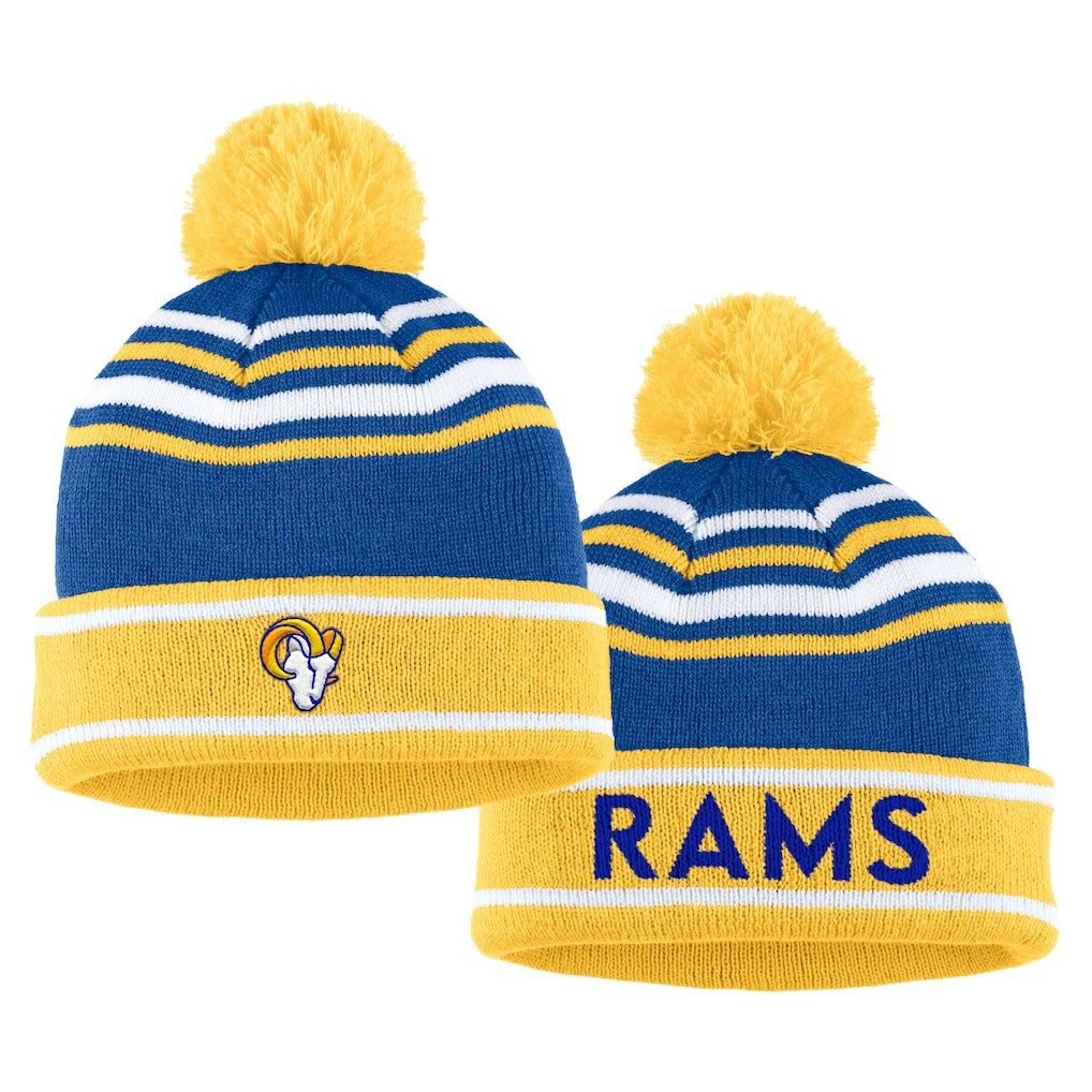 Los Angeles Rams WEAR by Erin Andrews Women's Colorblock Cuffed Knit Hat with Pom and Scarf Set - Royal cheap