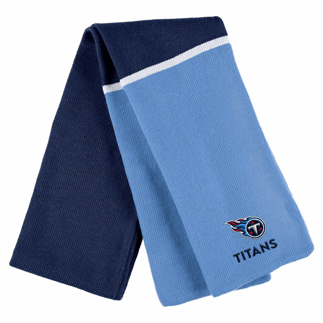 Tennessee Titans WEAR by Erin Andrews Women's Colorblock Cuffed Knit Hat with Pom and Scarf Set - Navy for sale