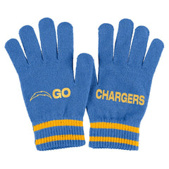 Los Angeles Chargers WEAR by Erin Andrews Women's Double Jacquard Cuffed Knit Hat with Pom and Gloves Set - Powder Blue sale