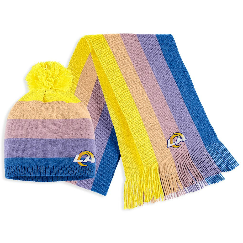 Los Angeles Rams WEAR by Erin Andrews Women's Ombre Pom Knit Hat and Scarf Set - Gold cheap
