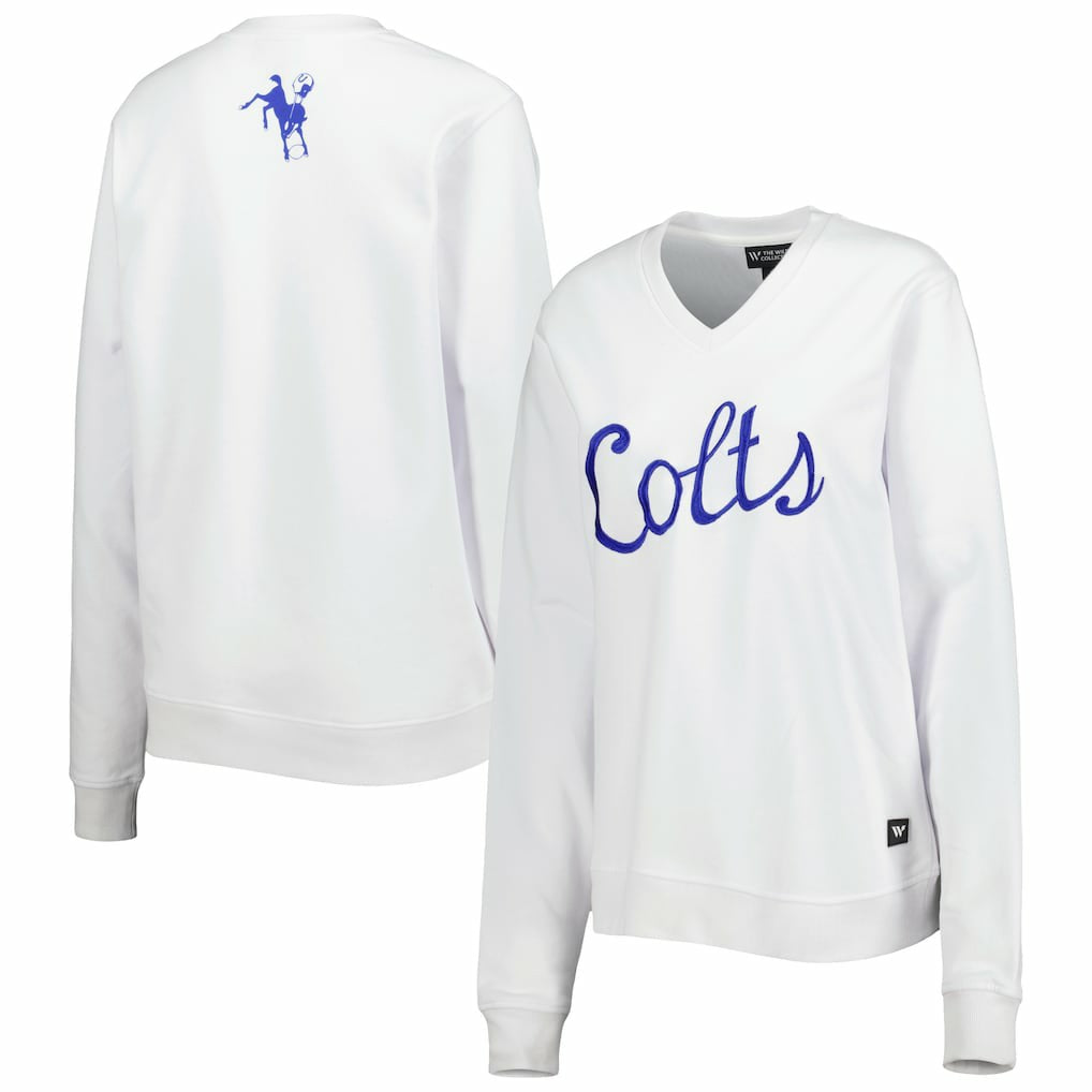 Indianapolis Colts The Wild Collective Women's Cheer V-Neck Fleece Pullover Sweatshirt - White on sale