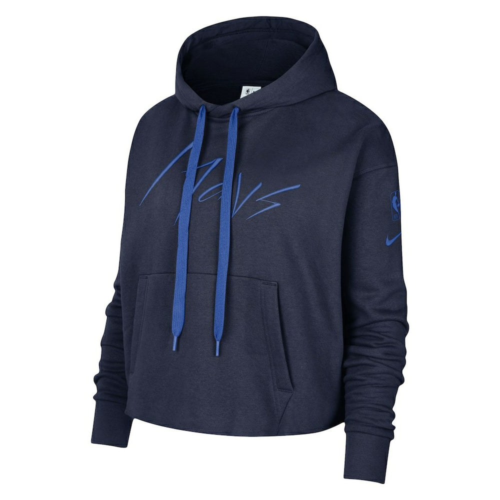 Dallas Mavericks Women's Split Flip Courtside Cropped Pullover Hoodie sale - Navy | Nike discount