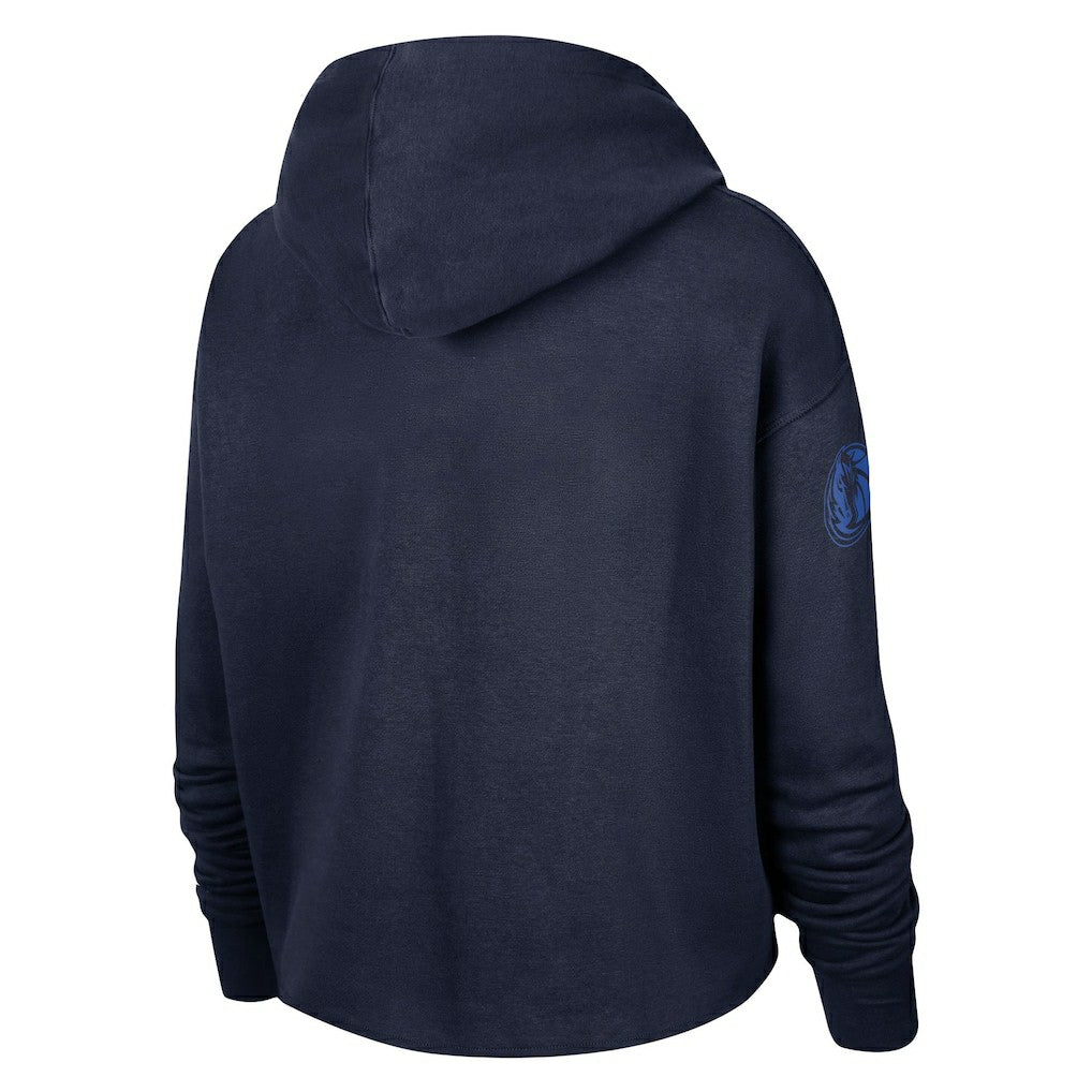 Dallas Mavericks Women's Split Flip Courtside Cropped Pullover Hoodie sale - Navy | Nike discount